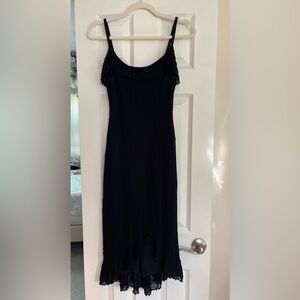 Vintage 90’s/Y2K Betsey Johnson Black Swiss Dot Mesh Babydoll Dress, Size P